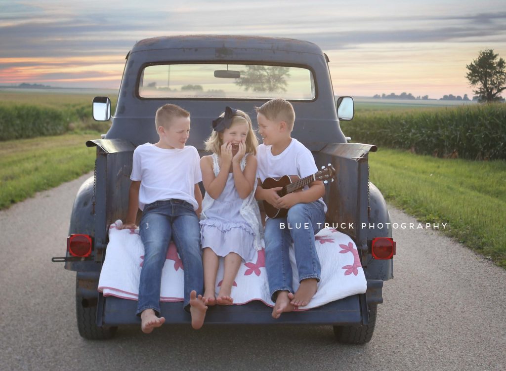 summer photo session siblings sunset 53 ford truck farm country roads